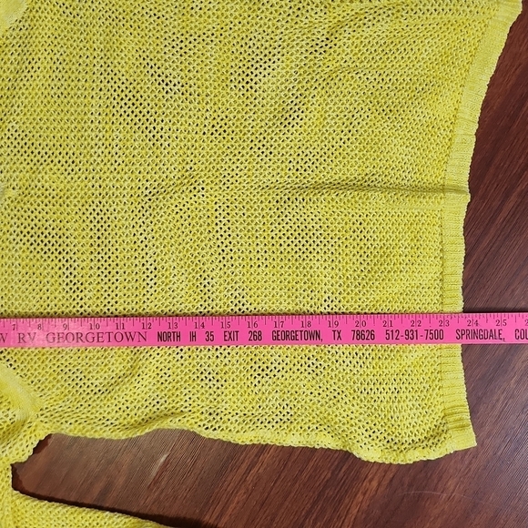 ANA Sweater Womens Size L Yellow Crochet Open Weave - Picture 8 of 8